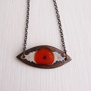 Orange eye pendant necklace, ceramic eye necklace, eye pendant, statement necklace, unique necklace, statement jewellery, jewellery gift image 4