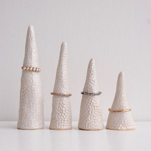 White Handmade ceramic ring cones, jewellery storage, ring holder, handmade ceramic ring cone, ceramics, ring display, jewellery display