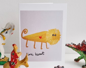 Lion heart leo birthday card, leo lion zodiac astrology birthday card, animal birthday card, leo lion bravery card, lion card for boyfriend