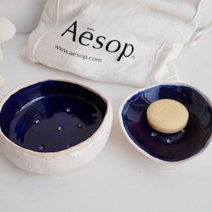 Handmade royal blue ceramic soap dish, soap dish, royal blue soap holder, bathroom accessory, pottery soap dish, blue ceramic soap dish