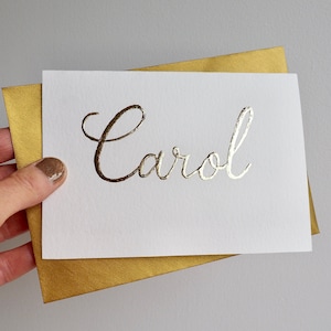 Handgemachte Glückwunschkarte mit Blattgold, Monogramm, Karte zum Geburtstag, Karte mit Name, Handgemachte Glückwunschkarte mit Name, Monogramm Karte, Karte mit Name
