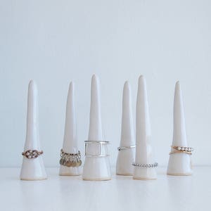 White glossy handmade ceramic ring cones, jewellery storage, ring holder, ceramic cone, ring cones, ring display, ceramic wedding gift, gift image 6