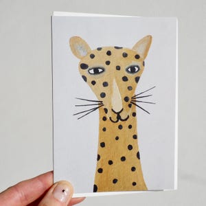 Spotted leopard birthday card , Animal greetings card