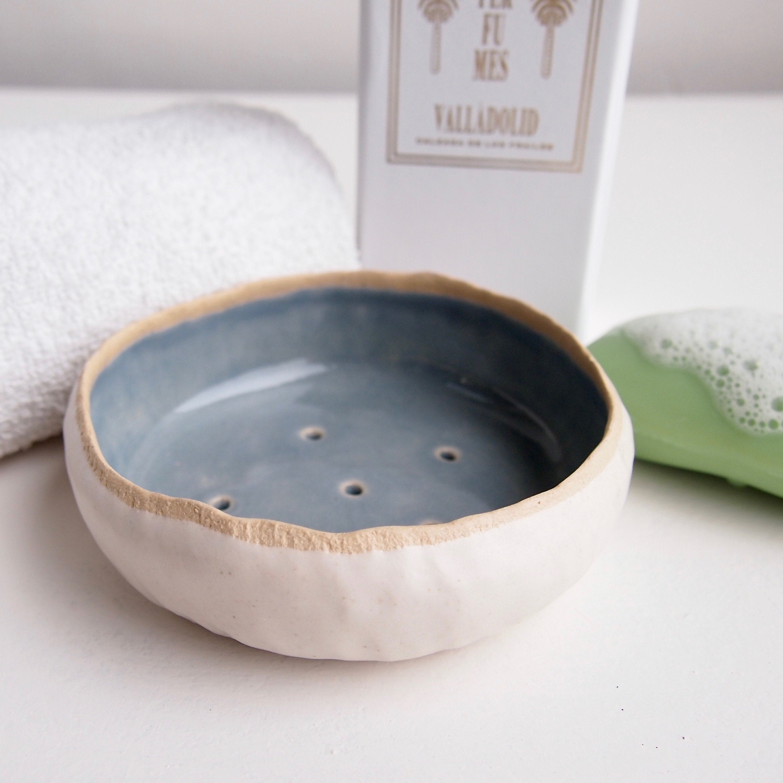 Handmade large powder blue ceramic soap dish Wedgewood blue Etsy