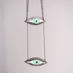 Handmade turquoise ceramic eye necklace, statement jewellery, turquoise statement necklace, ceramic eye jewellery, unique turquoise necklace image 2