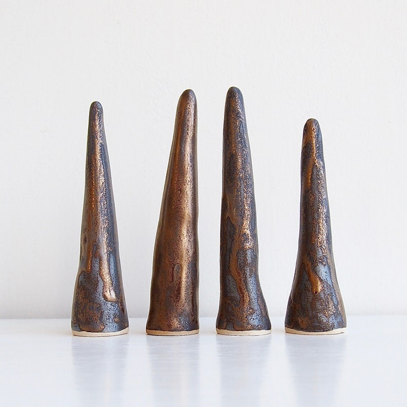 Handmade gold textural ceramic ring cone gold pottery ring cone gold pottery ring holder gold ceramic ring holder gold ceramic ring cone