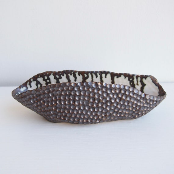 Handmade ceramic gold & white Shell circle vase pottery gold Etsy