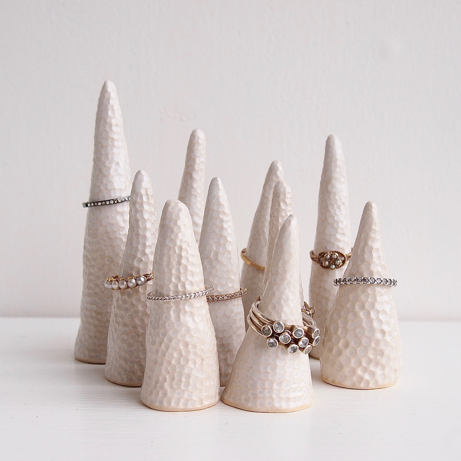 White Handmade Ceramic Ring Cones Jewellery Storage Ring Etsy Australia
