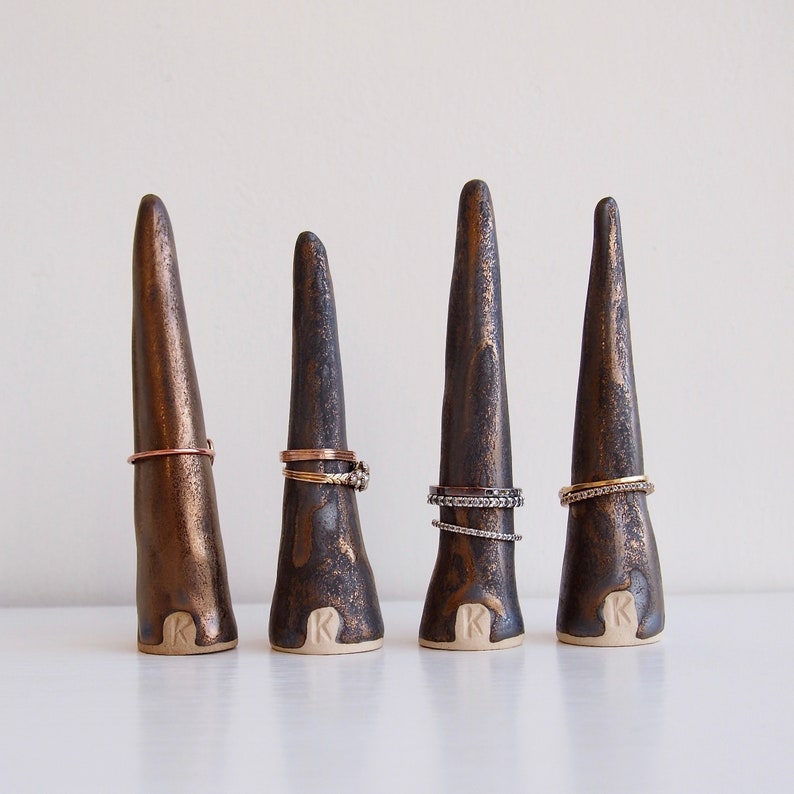 Handmade gold textural ceramic ring cone gold pottery ring cone gold pottery ring holder gold ceramic ring holder gold ceramic ring cone