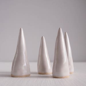 White glossy handmade ceramic ring cones, jewellery storage, ring holder, ceramic cone, ring cones, ring display, ceramic wedding gift, gift image 8