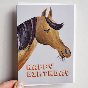 Pferd alles Gute zum Geburtstag, Geburtstagskarte für Pferd und Pony, braune Pferdekarte