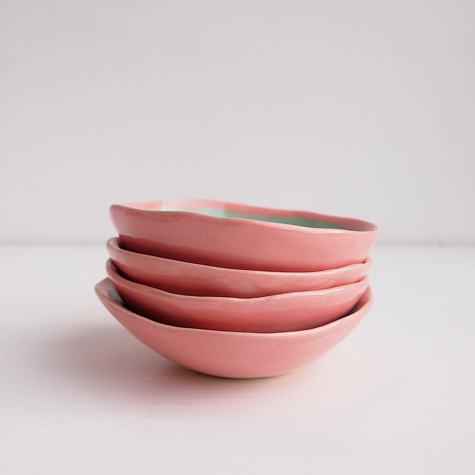 Handmade Turquoise and Pastel Pink Ceramic Ring Dish Pottery Etsy