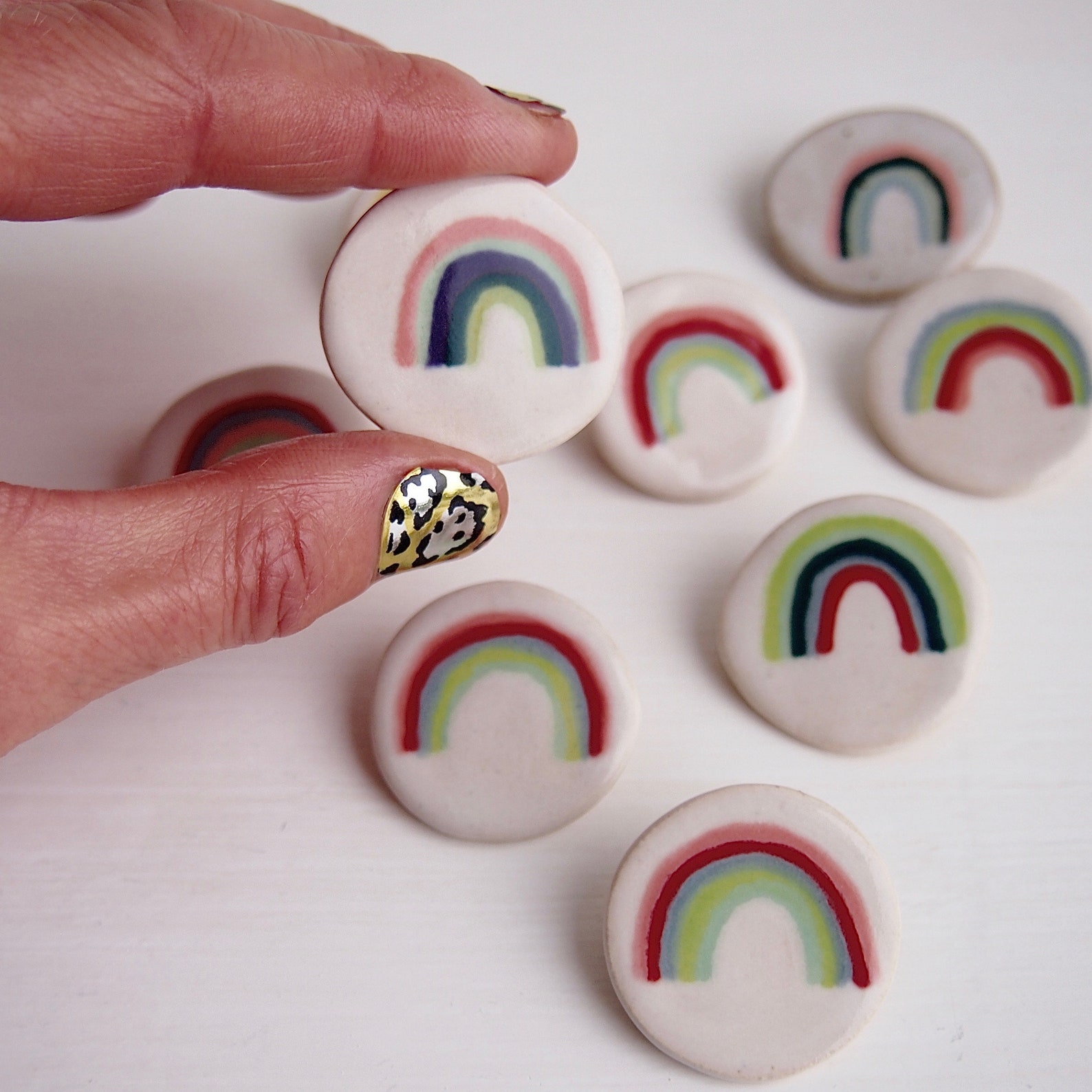 Rainbow Ceramic Pin Brooch Ceramic Rainbow Pin Brooch Etsy
