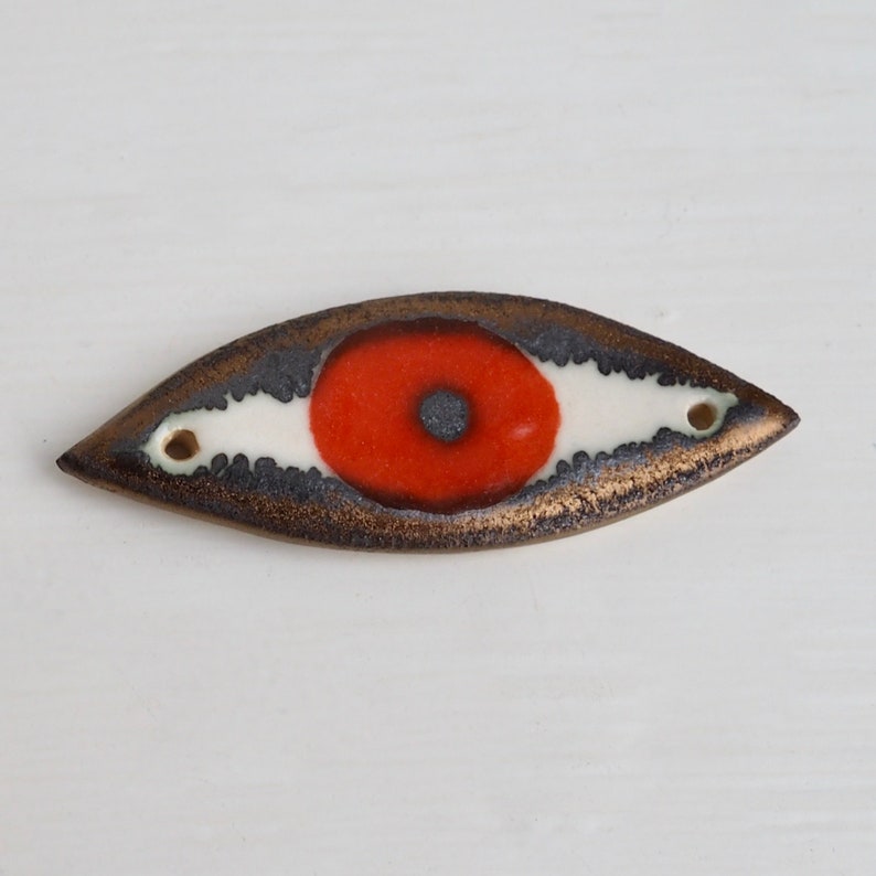 Orange eye pendant necklace, ceramic eye necklace, eye pendant, statement necklace, unique necklace, statement jewellery, jewellery gift image 6