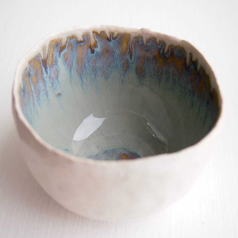 pottery ring holder ceramic ring display Handmade bluebrown glossy ceramic ring cone jewellery display blue brown ceramic ring holder