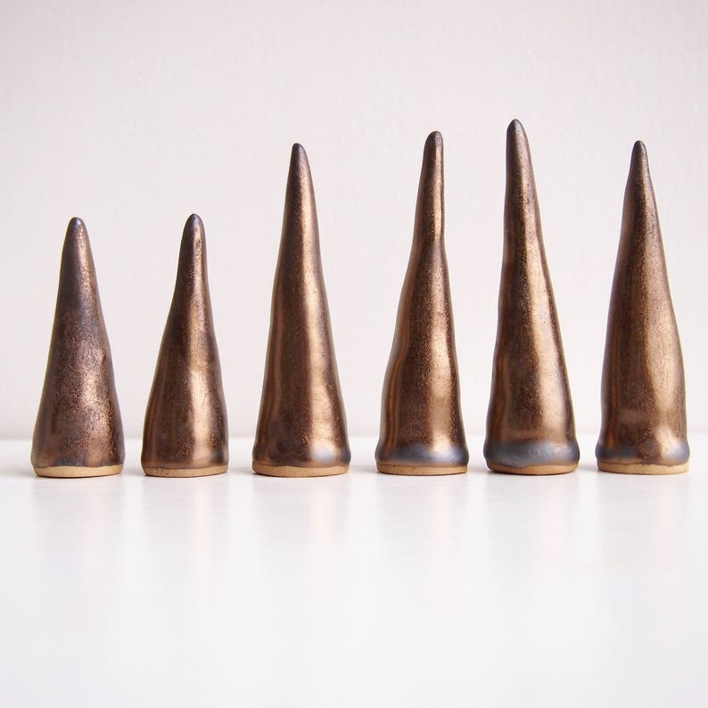 Handmade gold textural ceramic ring cone gold pottery ring cone gold pottery ring holder gold ceramic ring holder gold ceramic ring cone