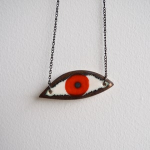 Orange eye pendant necklace, ceramic eye necklace, eye pendant, statement necklace, unique necklace, statement jewellery, jewellery gift image 7