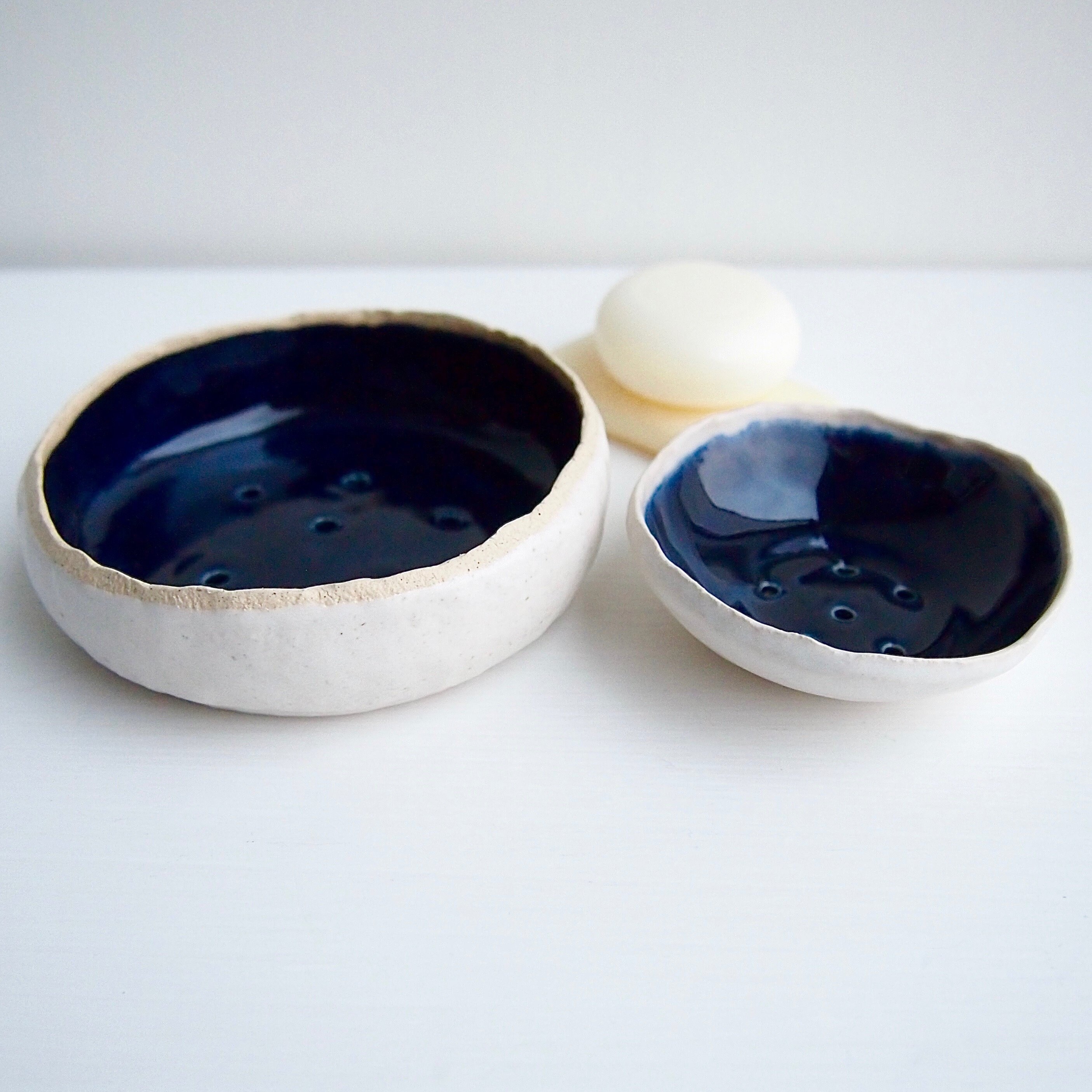 Navy Blue Ceramic Soap Dish Navy Blue Pottery Soap Dish Navy Etsy UK