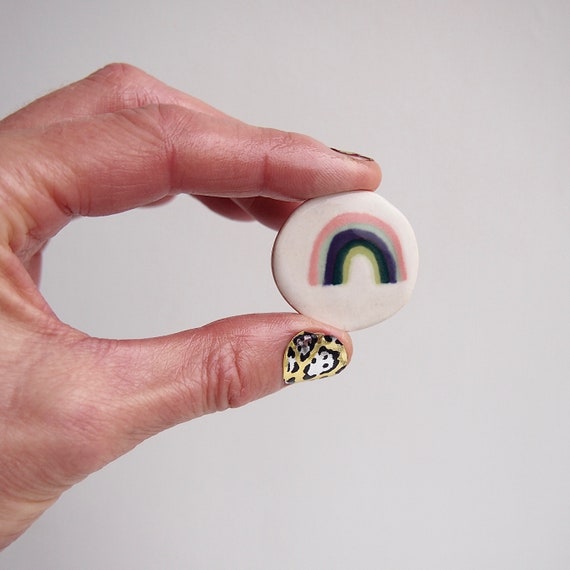 Rainbow ceramic pin brooch, ceramic rainbow pin brooch, ceramic rainbow pin, lapel pin, rainbow badge, rainbow lapel pin, rainbow jewellery