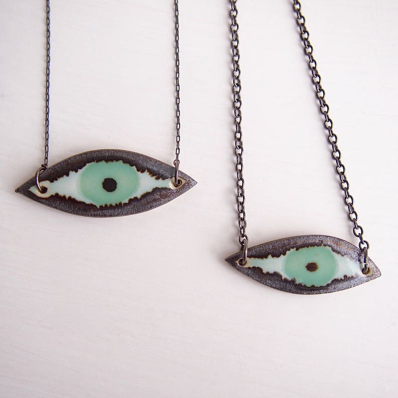 Handmade turquoise ceramic eye necklace, statement jewellery, turquoise statement necklace, ceramic eye jewellery, unique turquoise necklace image 3