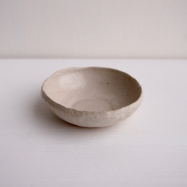 Handmade oatmeal satin ceramic salt and pepper bowls, oatmeal white pottery condiment bowls, ceramic condiment bowl, ceramic mini bowl image 5