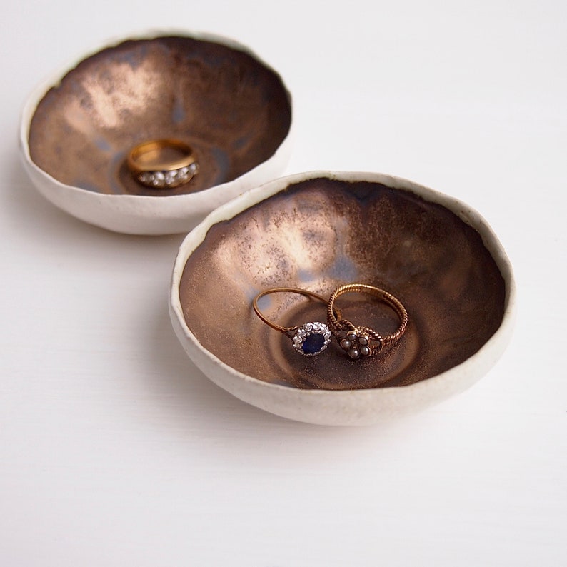 Handmade small gold ceramic ring dish jewellery dish Etsy