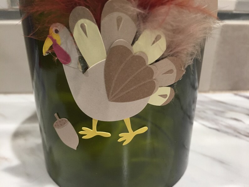 Gobble Gobble wine bottle candle image 3