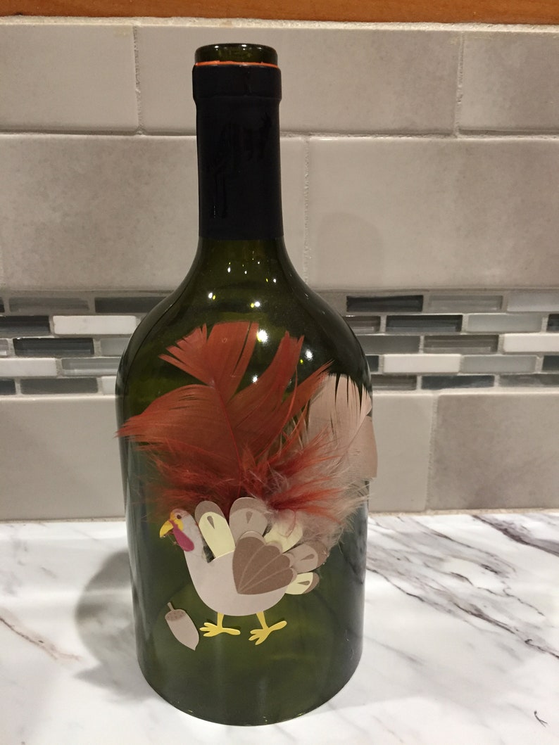 Gobble Gobble wine bottle candle image 1