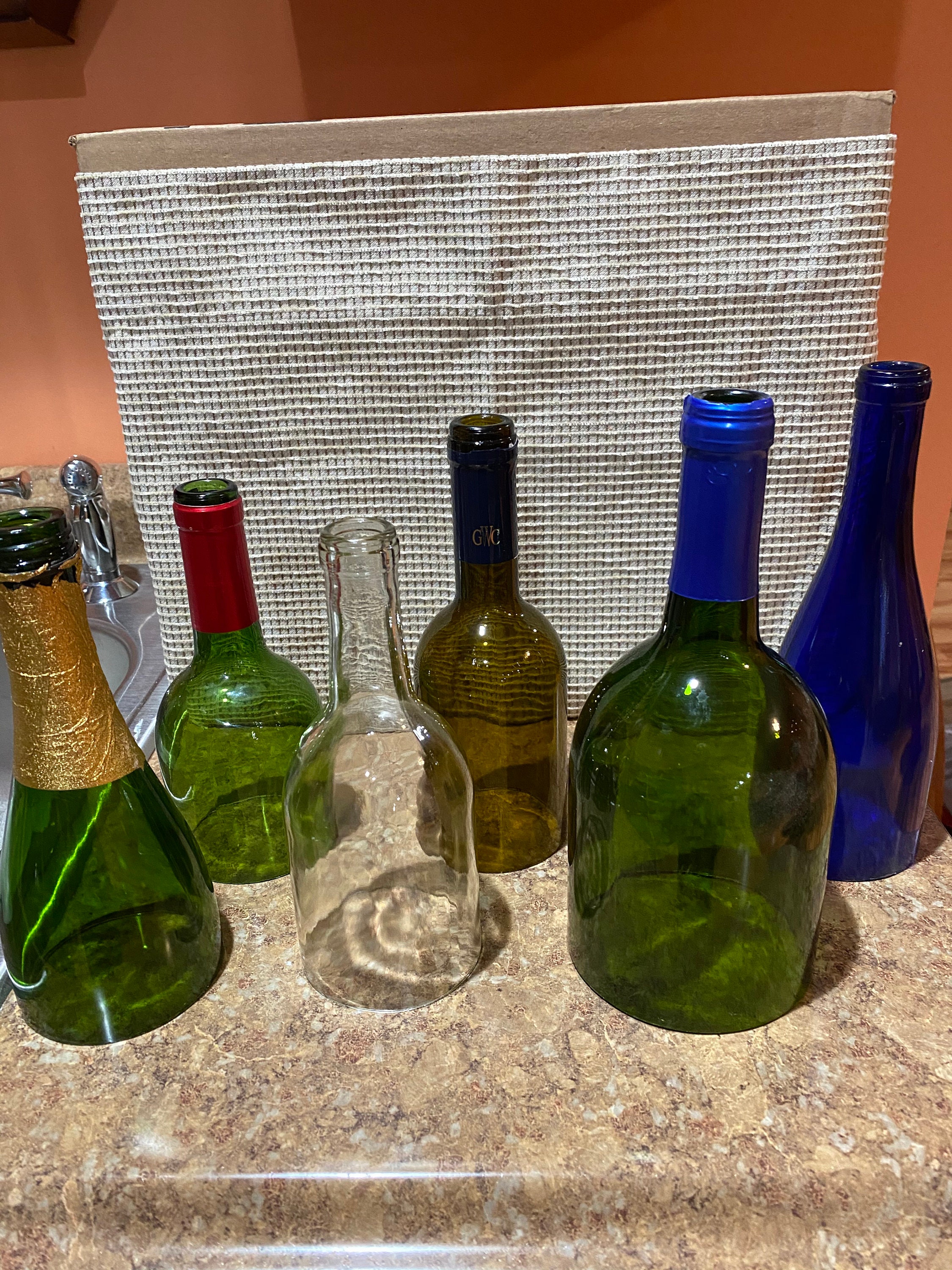 Cut wine bottles Etsy