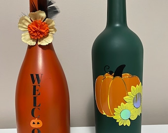 Thanksgiving wine bottle decoration