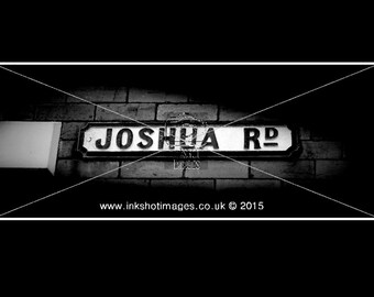 Joshua Road Framed personalised street sign print. Other names available