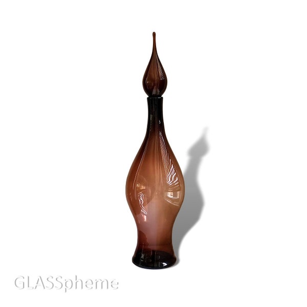 RARE MONUMENTAL 43" Blenko Joel Myers #6535 Glass Floor Decanter in CHESTNUT