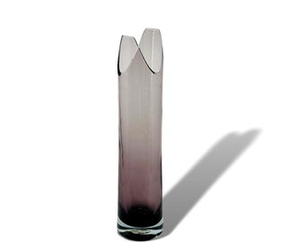 SUPER RARE 1959-Only Blenko 5942-L Wayne Husted "U CUT" Glass Cylinder Vase in Lilac - Serious Collectors Only