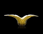 Mid-Century Alfredo BARBINI MURANO Winged Gold Lattimo Cased Glass Bowl Vase Console Centerpiece