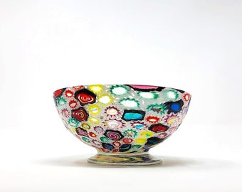 XL C.1960s FRATELLI TOSO Murano Millefiori Glass Bowl | Candy or Trinket Dish - Documented