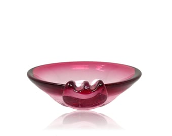 Mid-Century STEUBEN Cranberry Sloped Glass Bowl | Candy/Trinket Dish | Centerpiece | Ashtray