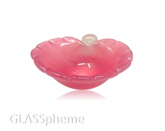 C.1960s ARCHIMEDE SEGUSO MURANO Pink Alabastro Glass Shell Bowl | Ashtray | Trinket Dish