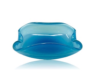 C.1960s BARBINI MURANO Blue Opalino Glass Bowl | Dish | Ashtray