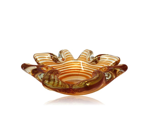 Sublime BAROVIER & TOSO Murano Gold Flecked Zebrati Iridescent Glass Bowl | Dish | Ashtray