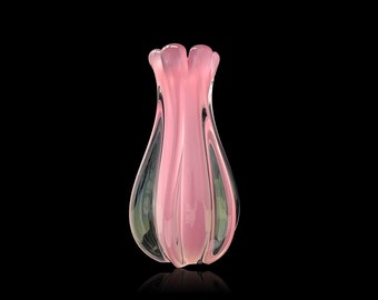 MAGNIFICENT MURANO Pink Opalino | Opalescent Glass Vase by Luigi Onesto | Oball