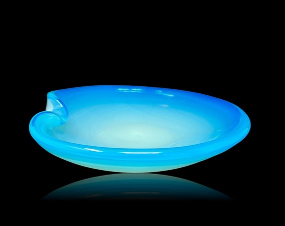 KILLER XL Midcentury MURANO Blue Opalescent Glass Bowl | Trinket Dish | Ashtray