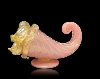 INCREDIBLE XL C.1940s Barovier & Toso MURANO Glass Cornucopia | Horn of Plenty | Sculpture w/Label