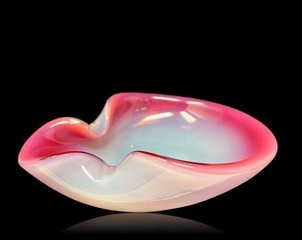 KILLER XL Midcentury MURANO Pink Opalescent Cased Glass Bowl | Trinket Dish | Ashtray