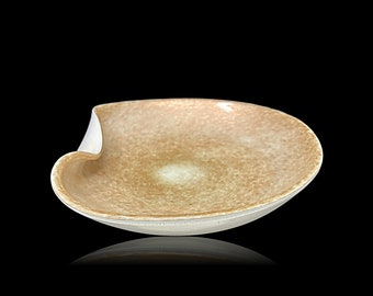 Heavy C. 1960s BARBINI Murano Lattimo & Copper Flecked Glass Bowl | Platter | Centerpiece - Published