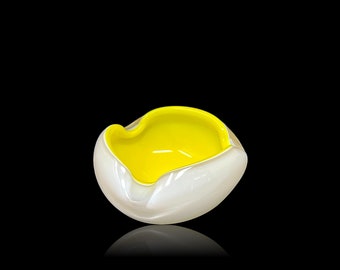 Super Mod MidCentury Bright Yellow MURANO CASED GLASS Ashtray | Trinket Dish