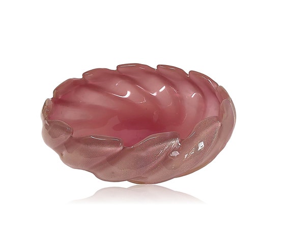 Breathtaking C.1950s SEGUSO MURANO Opalina A Coste Pink Opalescent Glass Bowl | Centerpiece | Candy Dish - Label Remnant, Published