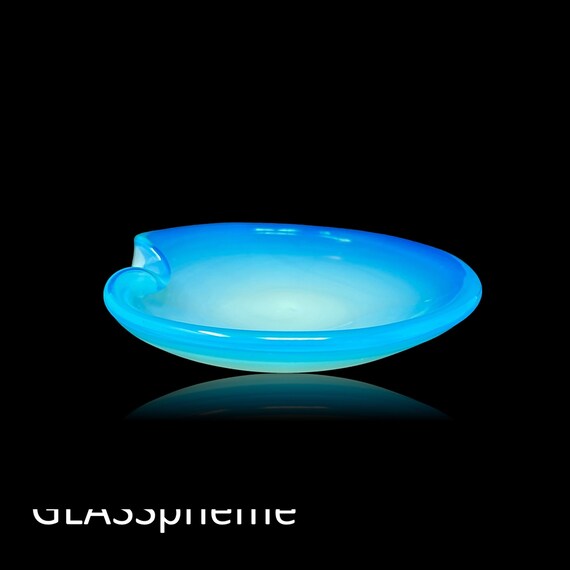 KILLER XL Midcentury MURANO Blue Opalescent Glass Bowl | Trinket Dish | Ashtray