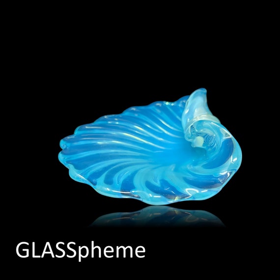 Weep-Worthy CENEDESE MURANO Turquoise Opalino | Opalescent Glass Shell Bowl | Trinket Dish