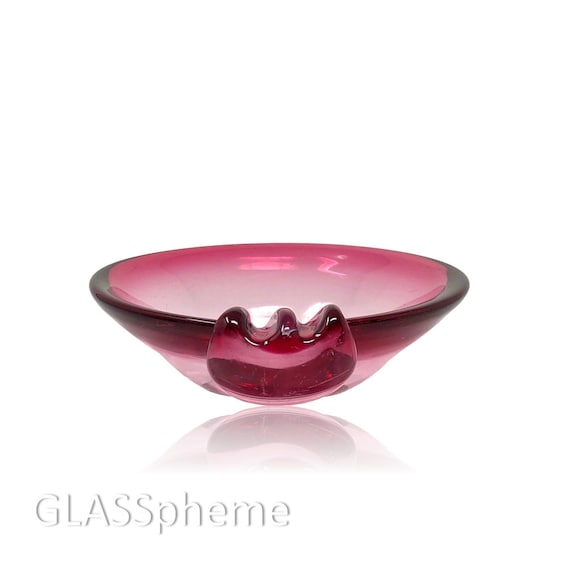 Mid-Century STEUBEN Cranberry Sloped Glass Bowl | Candy/Trinket Dish | Centerpiece | Ashtray