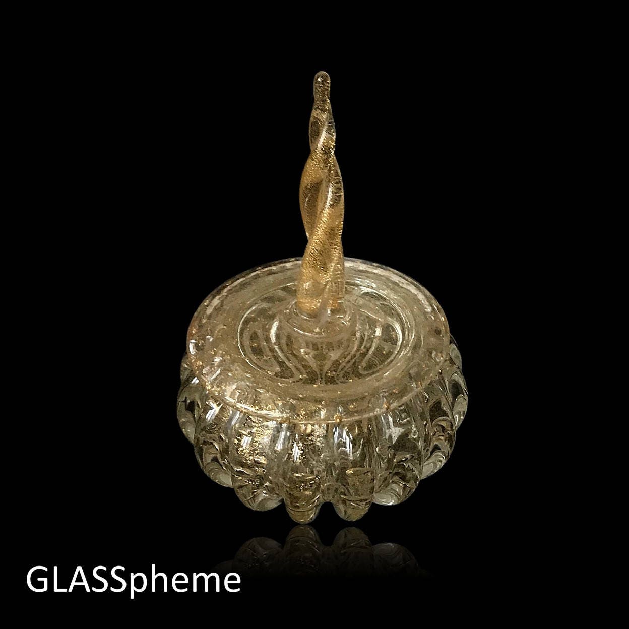 Sparkling C.1950s MURANO Alfredo BARBINI Gold Aventurine Bullicante